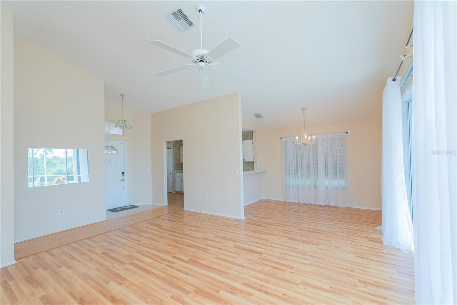 Living room and dining room.