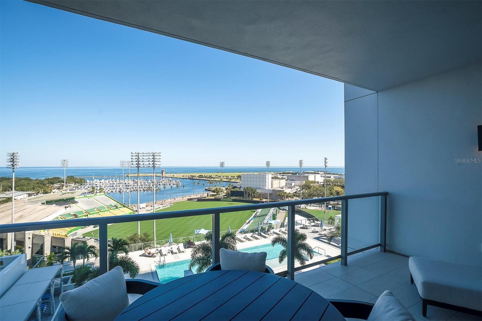 Your private terrace balcony offers sweeping views of Tampa Bay, right from your own condo unit