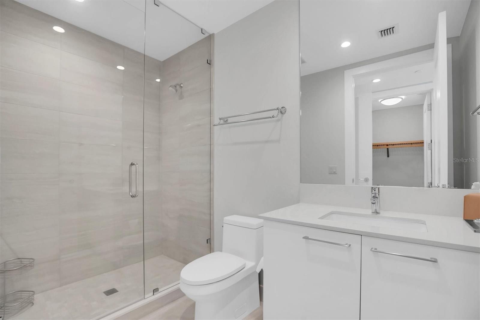 Spacious shower in the second bedroom’s private ensuite bathroom