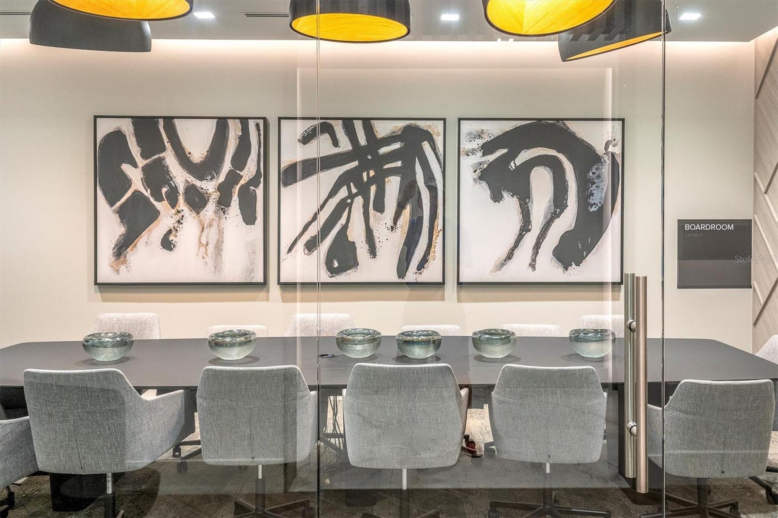 Interior-designed boardroom offering a polished and professional setting