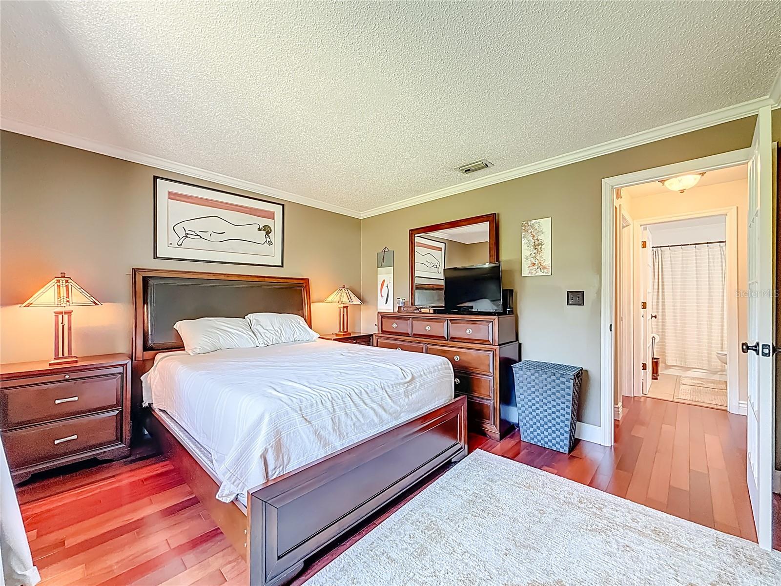 2933 Lichen Lane A - Primary bedroom, quuen bed, view to hallway
