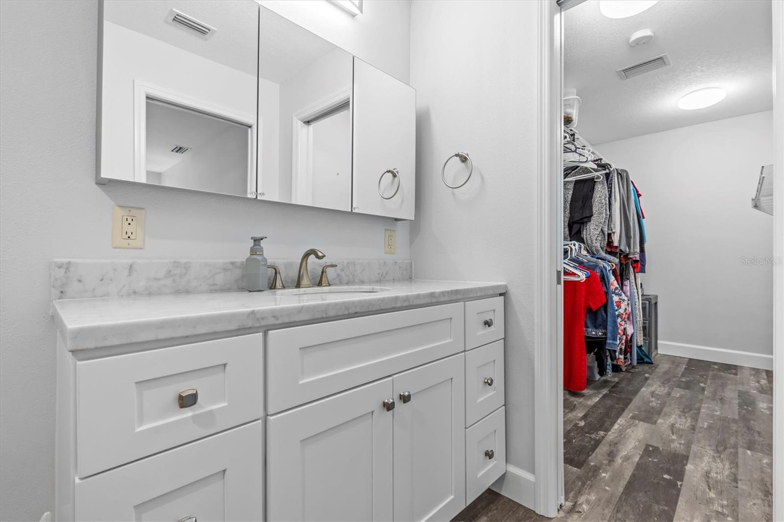 Primary Suite bathroom with walk in Closet