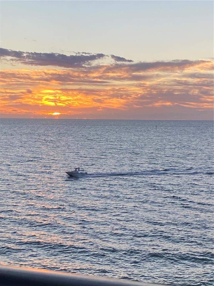 boat at sunset