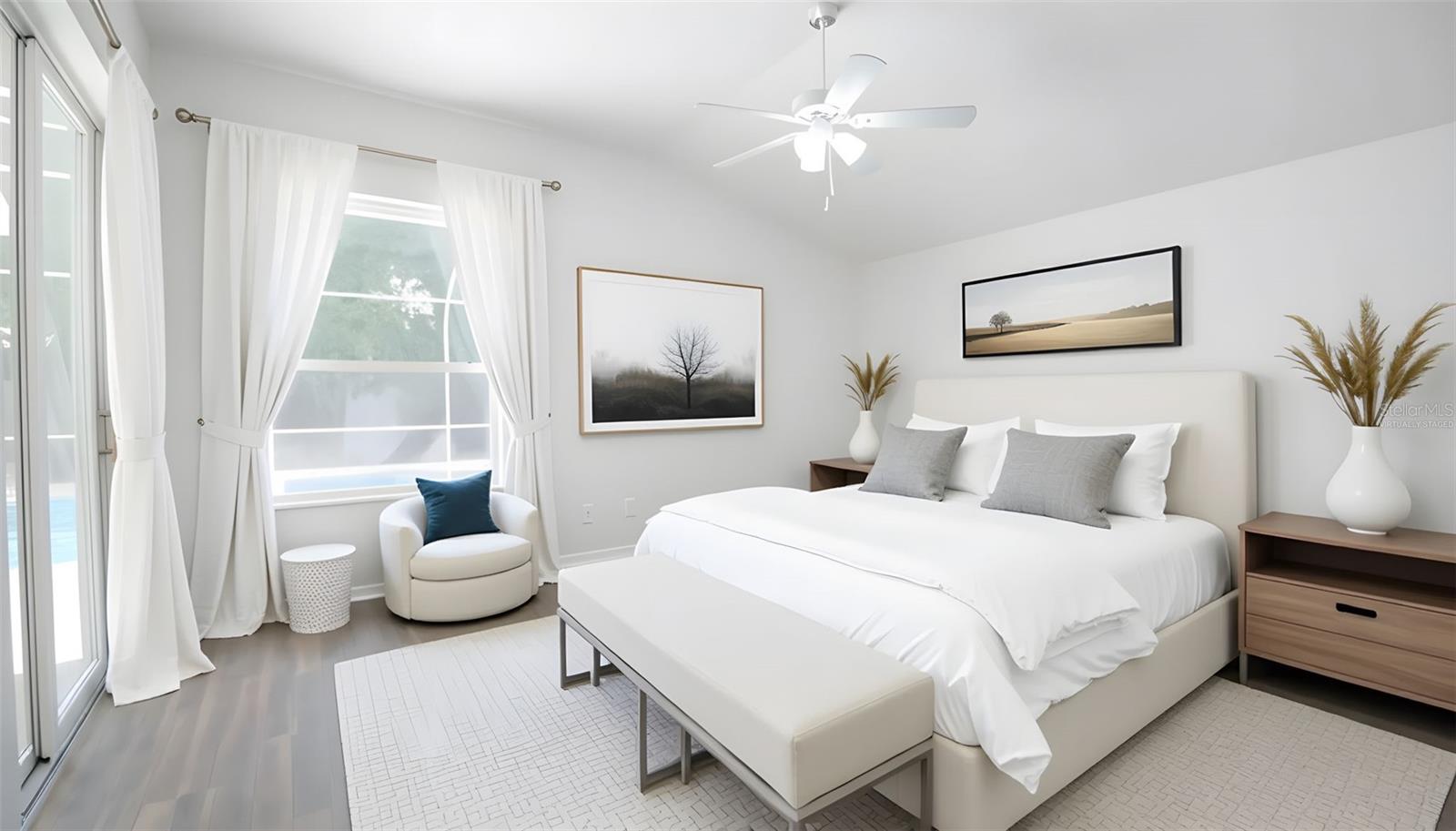 Virtually staged primary suite