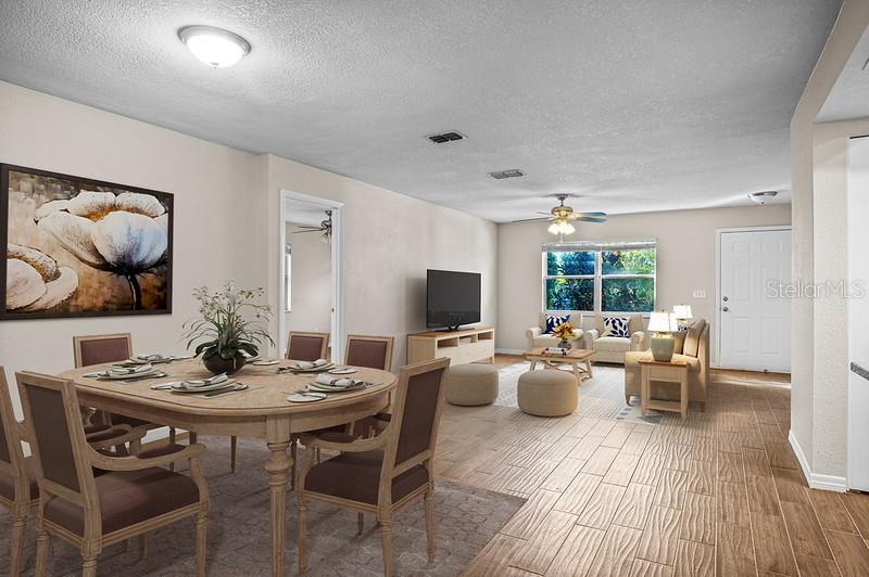 Dining room and front living room