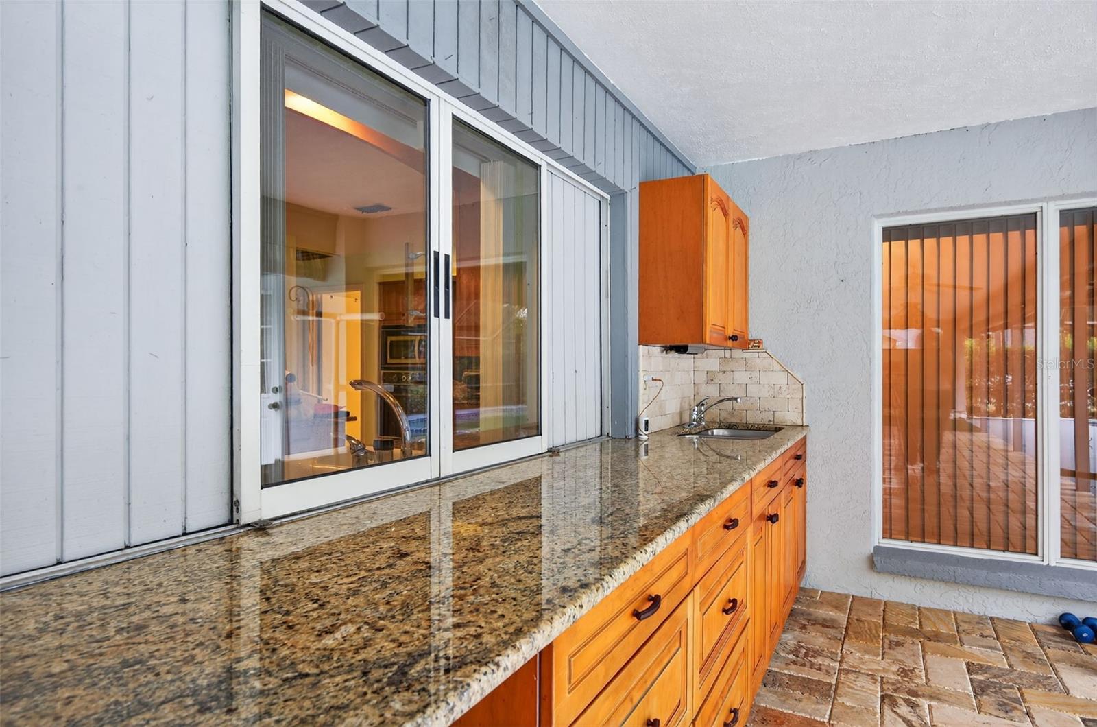 Wet bar with granite.