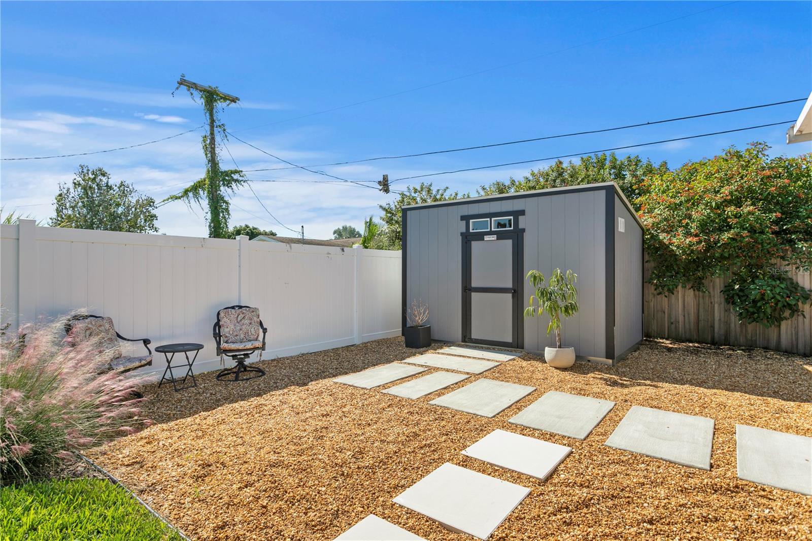 A brand new Tuff shed with storage galore.