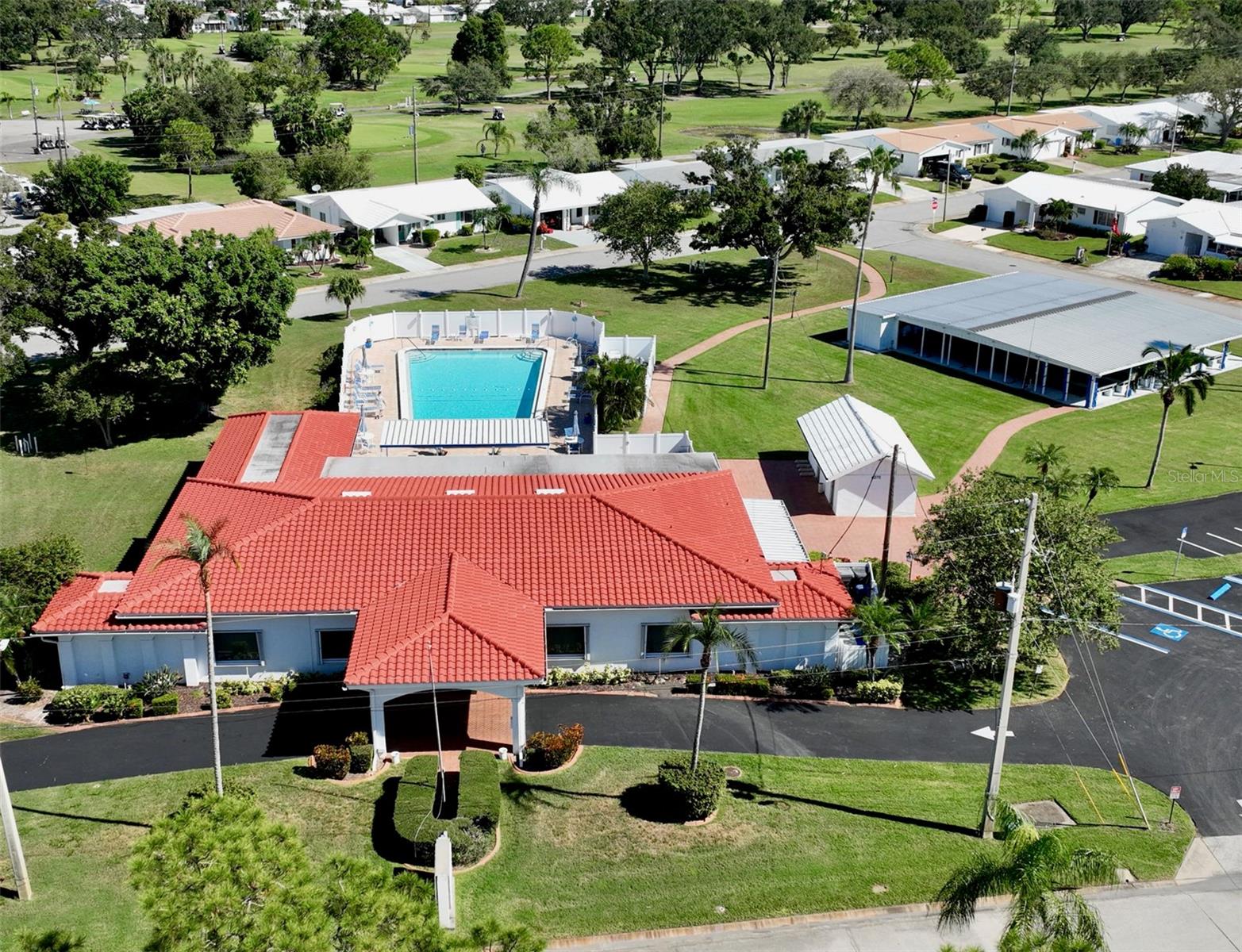 42-Clubhouse Unit 5 pool and shuffleboard overhead view