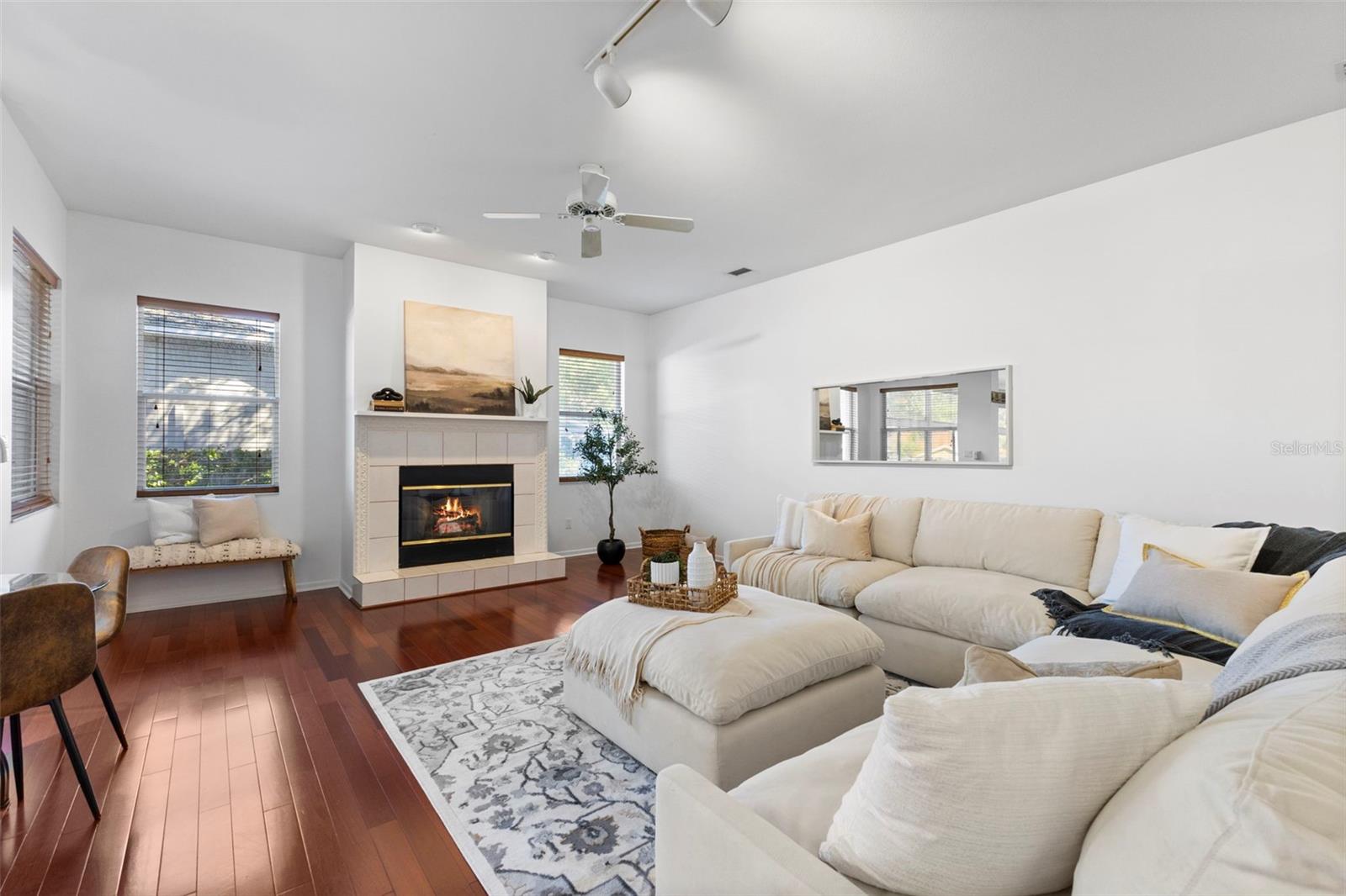 Family Room with Wood Burning Fireplace