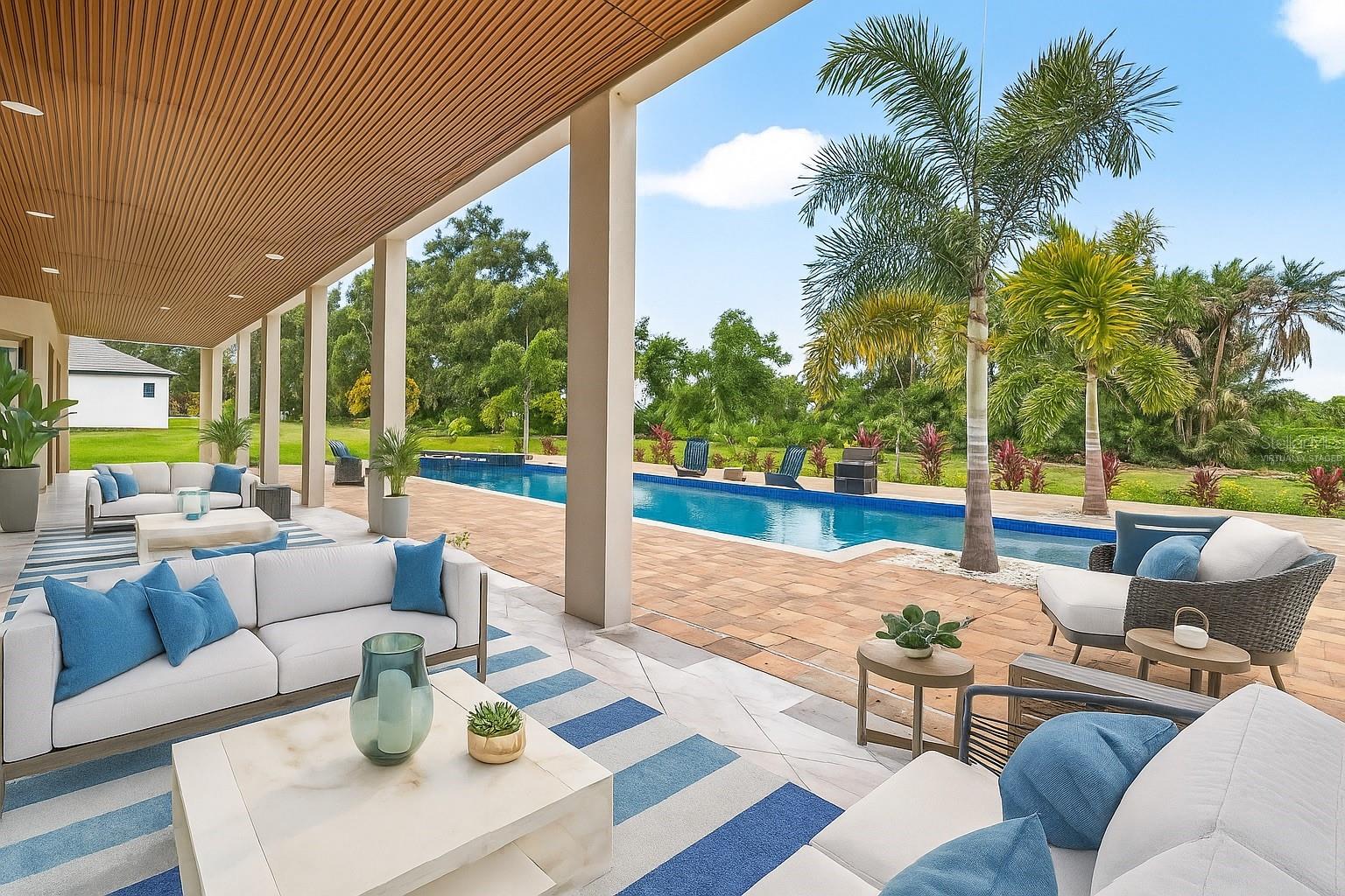 Rear Patio & Pool Virtually Staged
