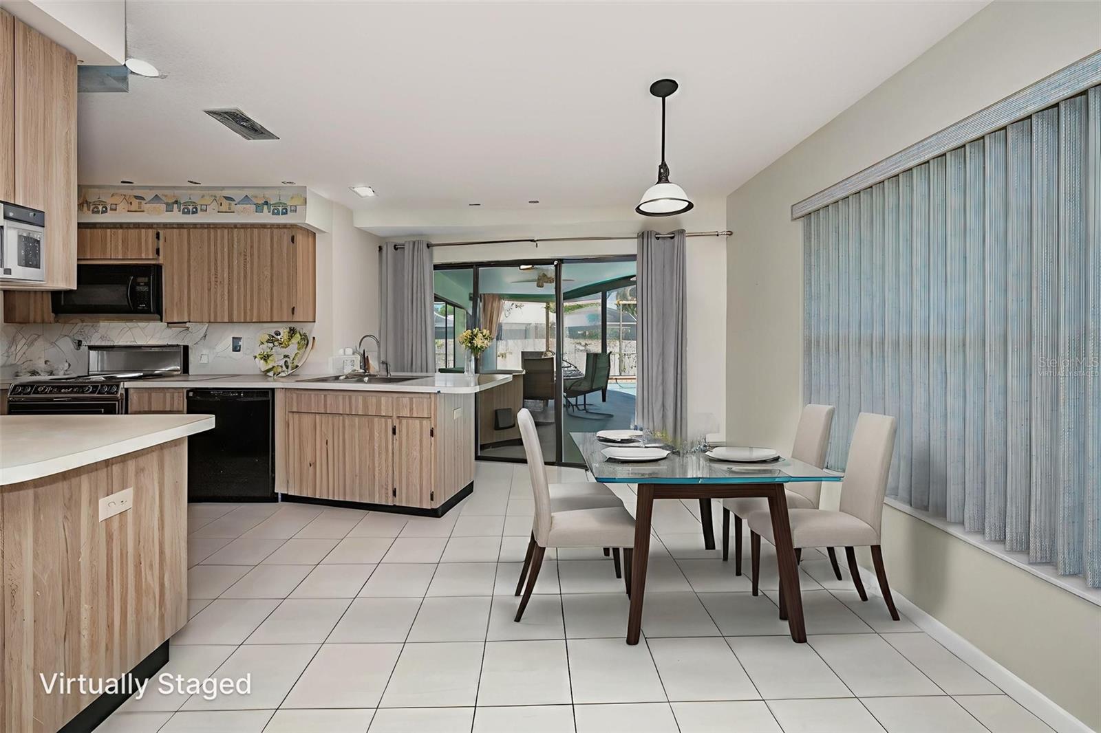 Kitchen with dining space - virtually staged