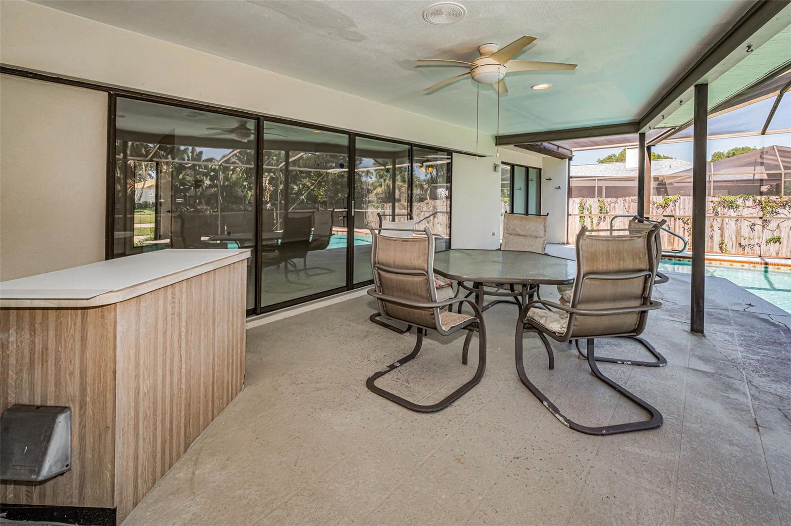 Covered/screened pool area