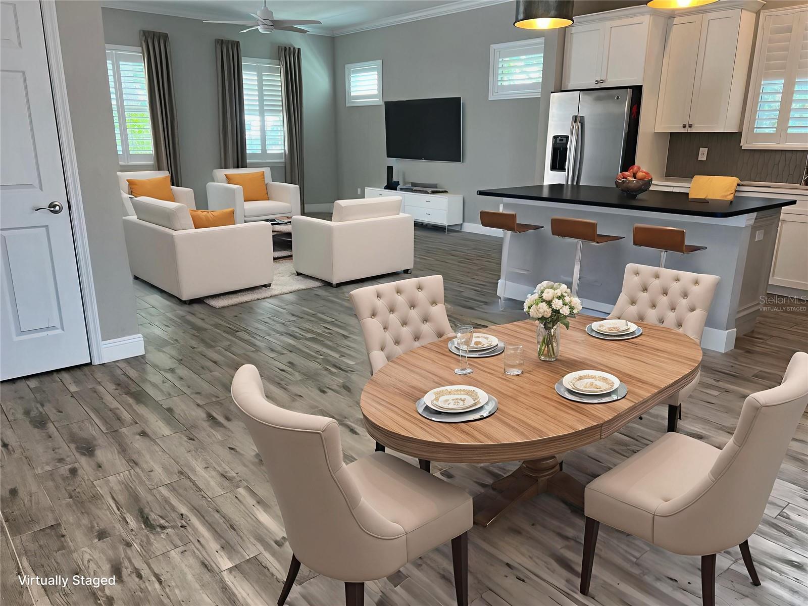 Dining room virtually staged
