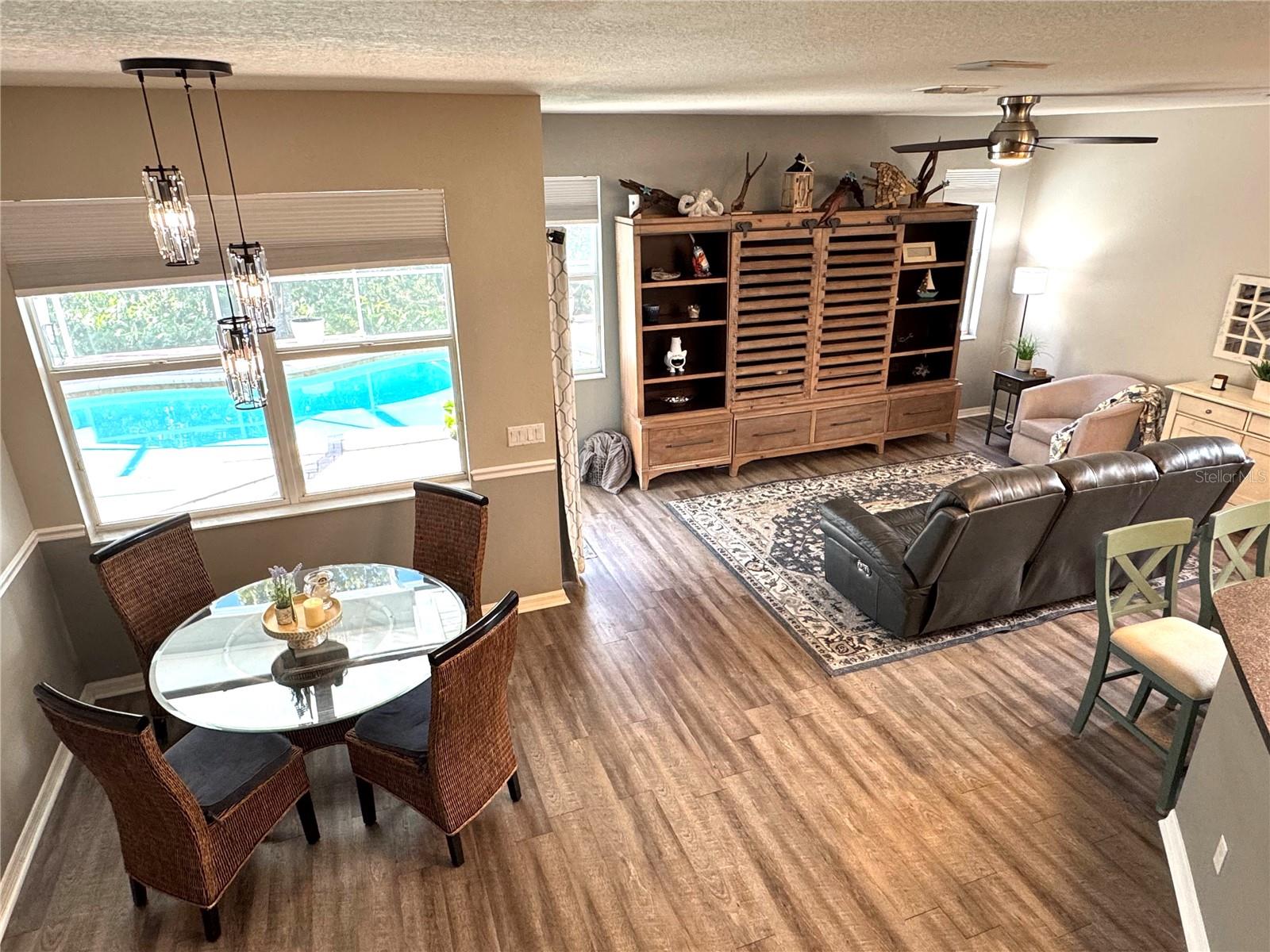 Open concept with pool view