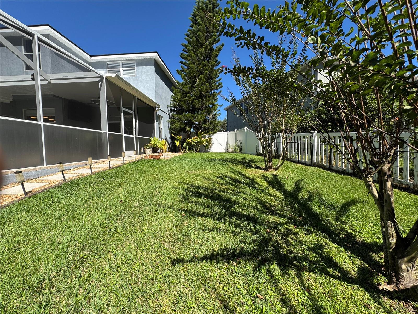 Back and side yards are a good place for pets or family to play.