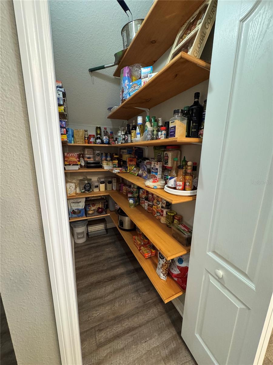 Kitchen Pantry with wood shelving