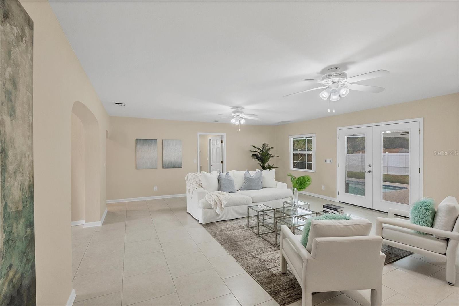 Great Room-French doors leading to pool area