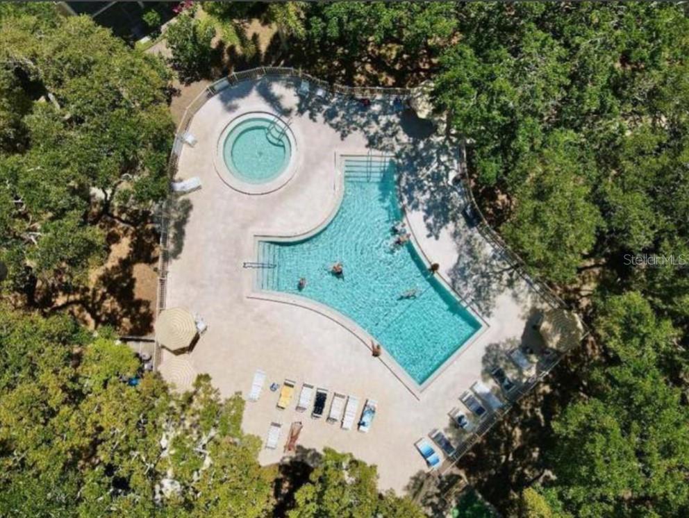 Aerial View of Pool/Spa & BBQ Area