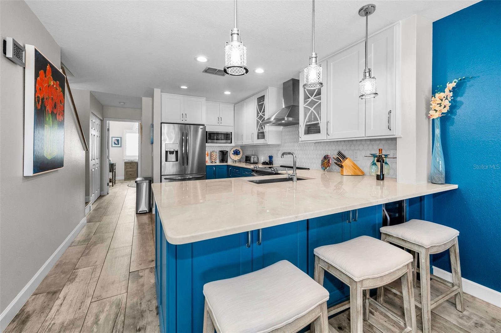 Breakfast Bar with Custom Quartzite Countertops!