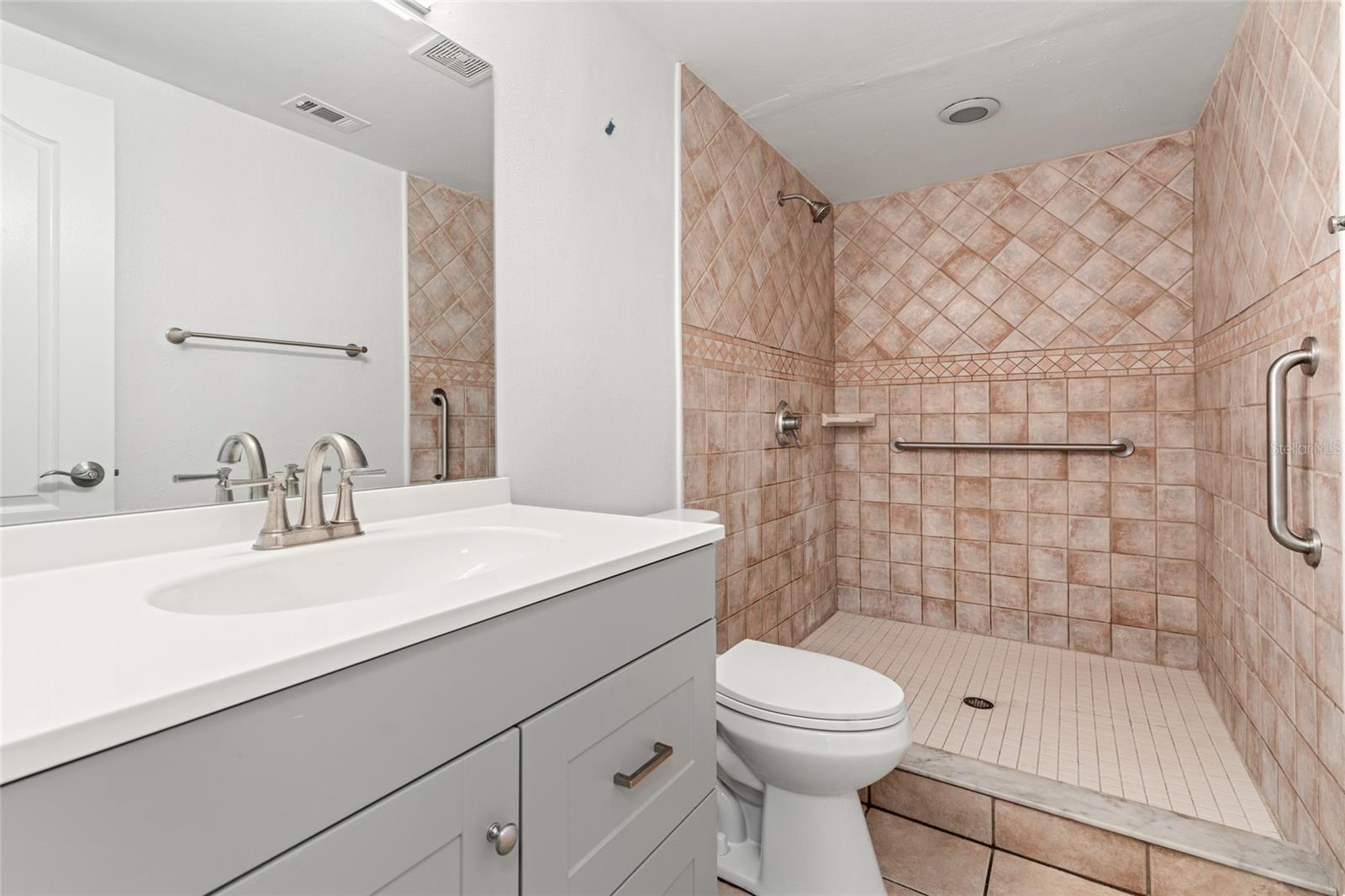 Remodeled bathroom with Xtra large shower