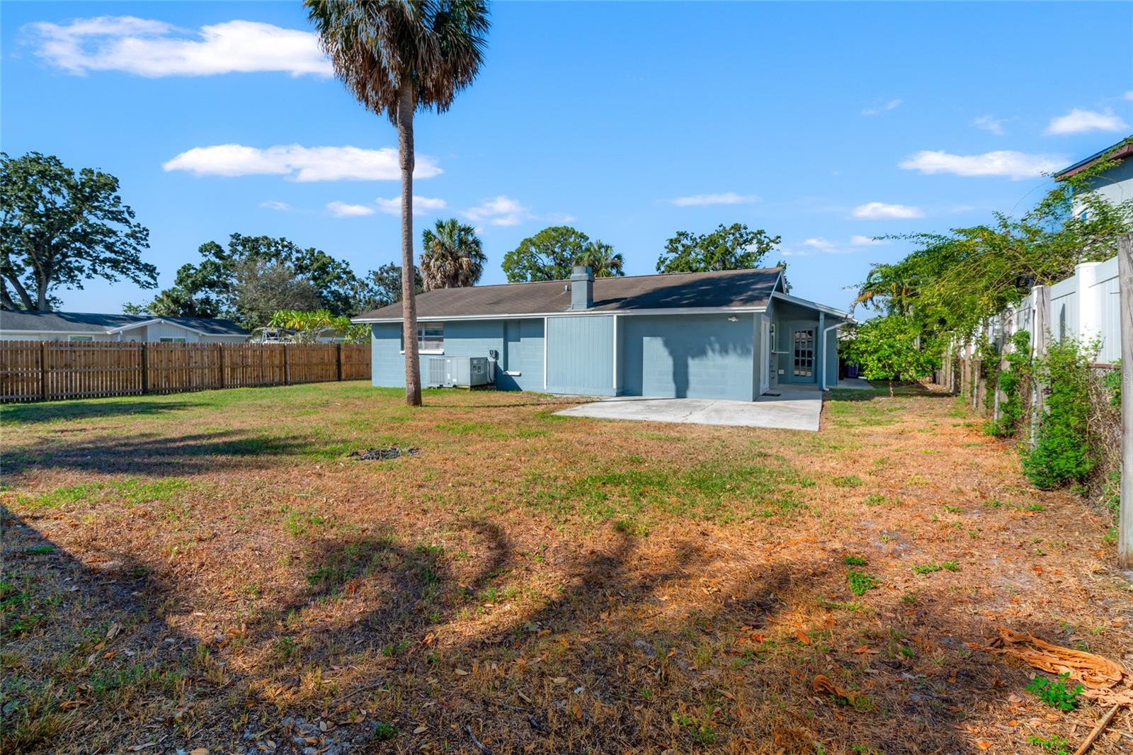 large fenced in backyard