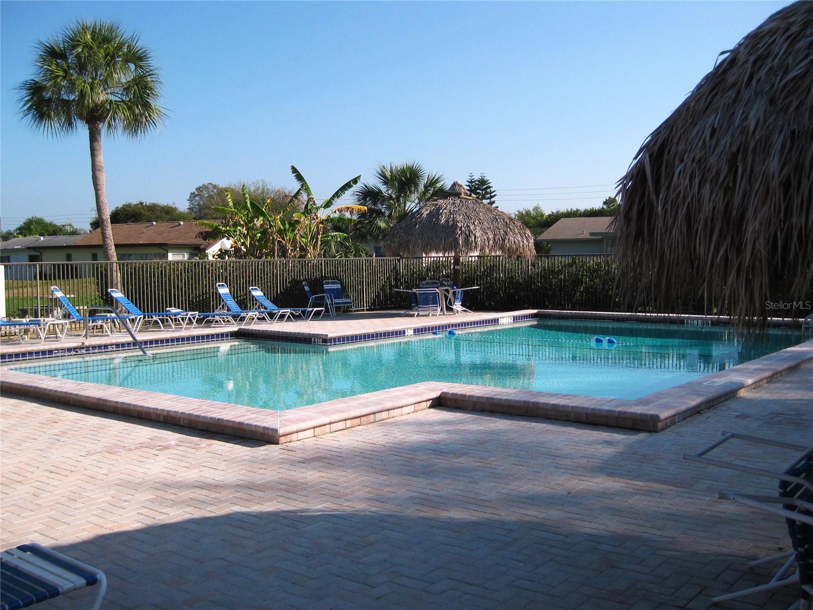 Well-maintained, crystal-clear pool.