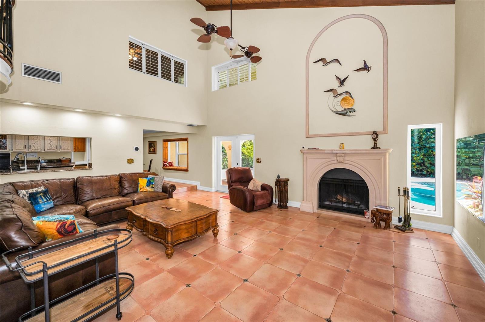 Huge Family Room with Fireplace