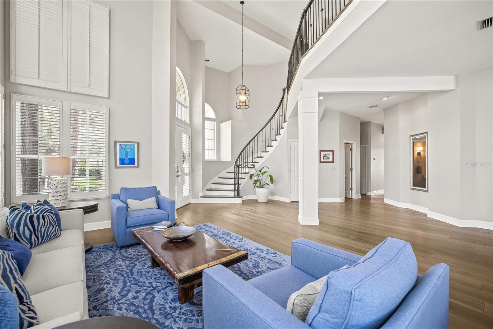 Plantation shutters provide the perfect amount of light and privacy.