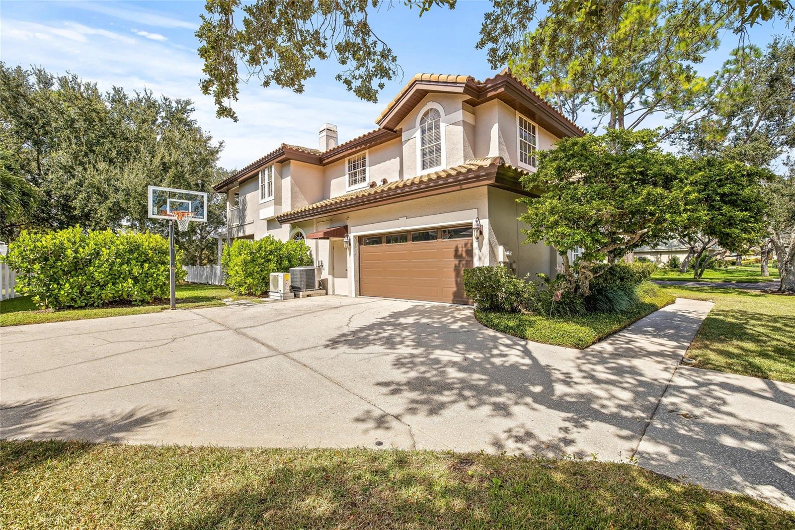 Oversized driveway with a 2 car garage.