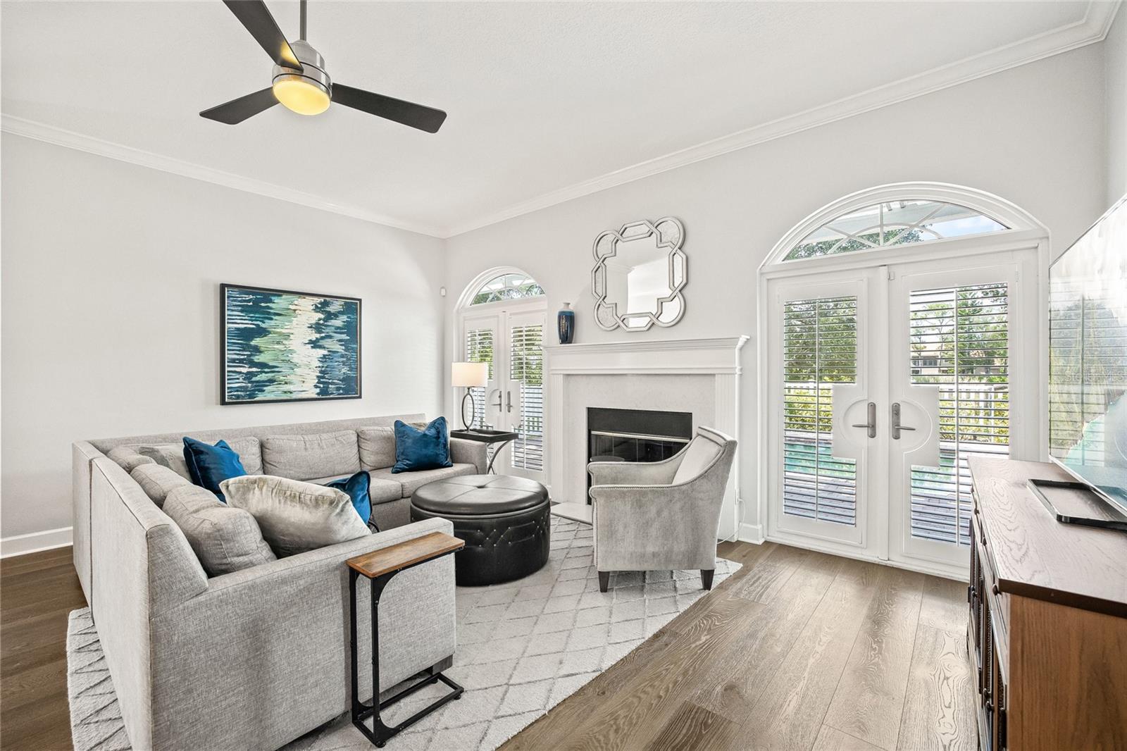 The hearth room is within the same space as the kitchen for fantastic "together time."