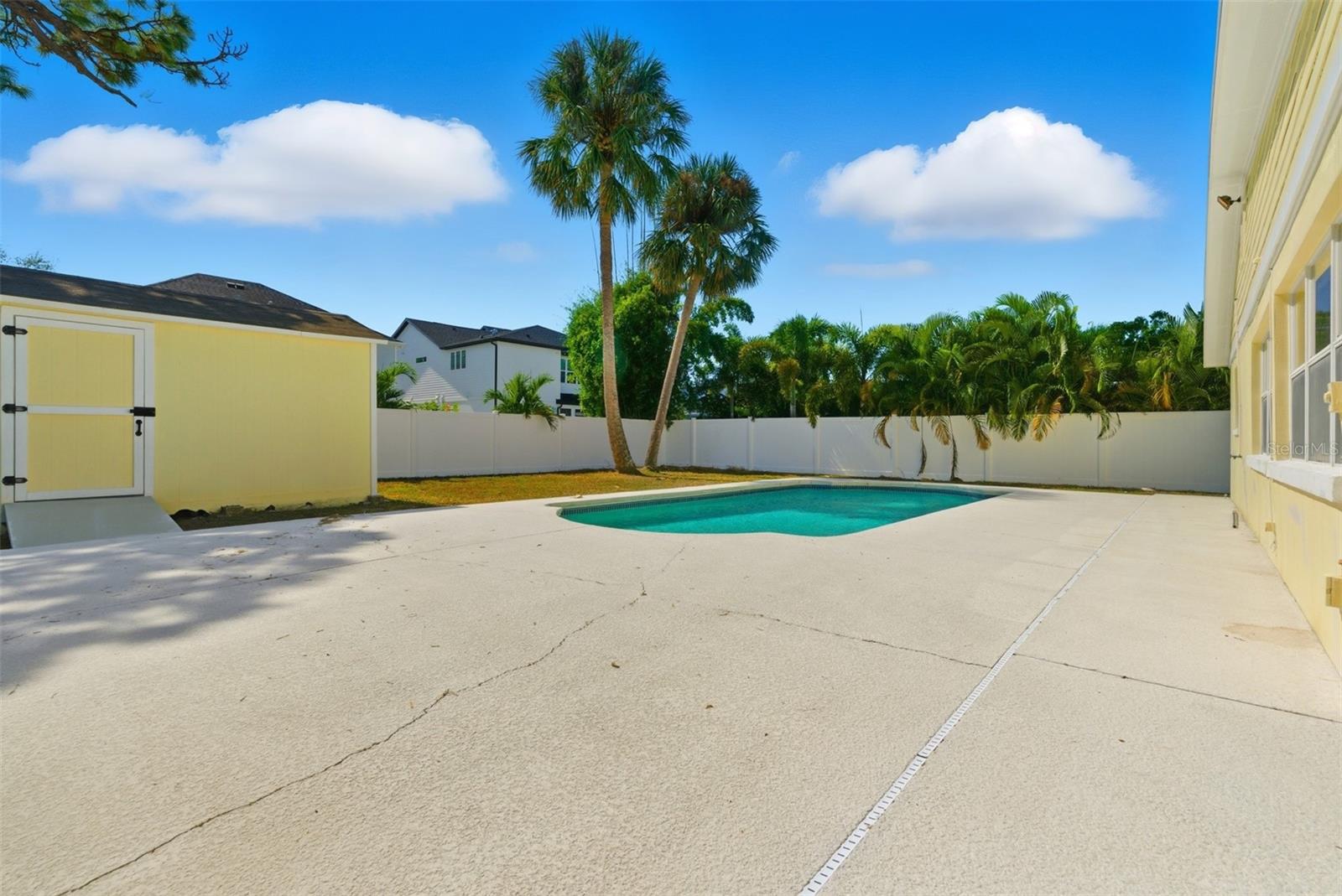 Pool, green space yard and shed