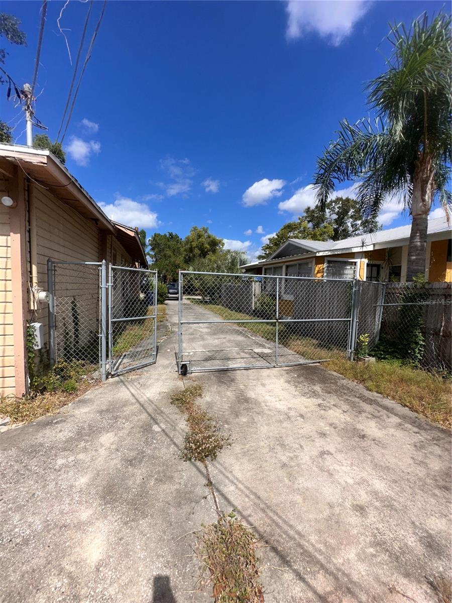 side drive way to the back of home
