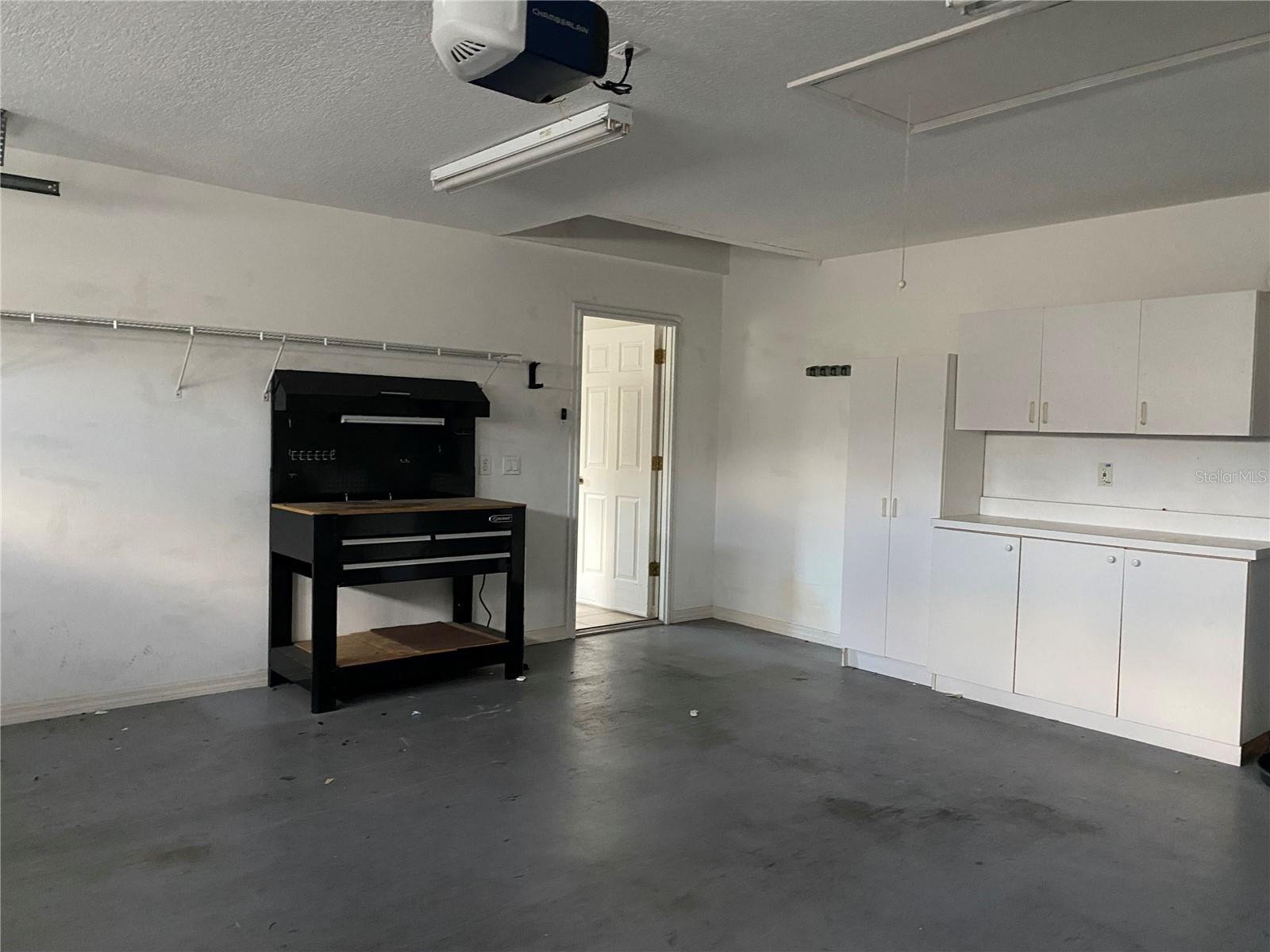 Garage with storage cabinets