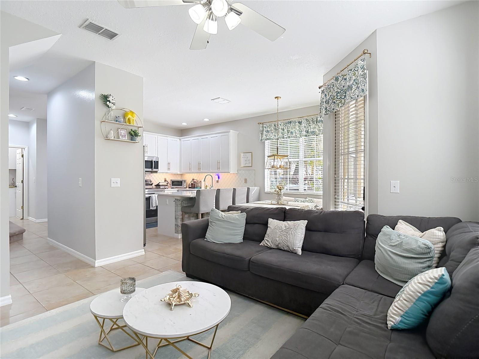 View of kitchen from living room