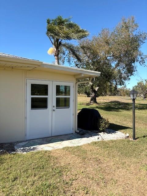 Back door to golf cart bay