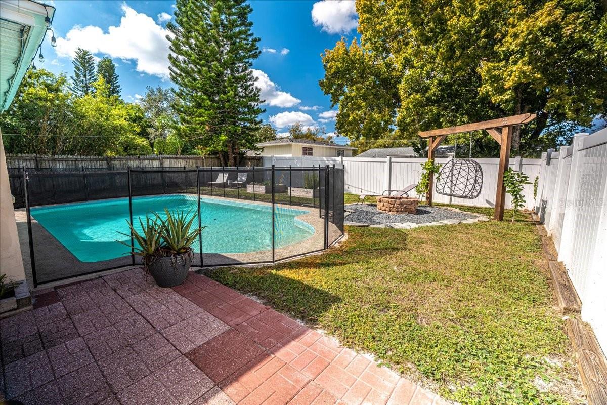 Pool view with corner zen space