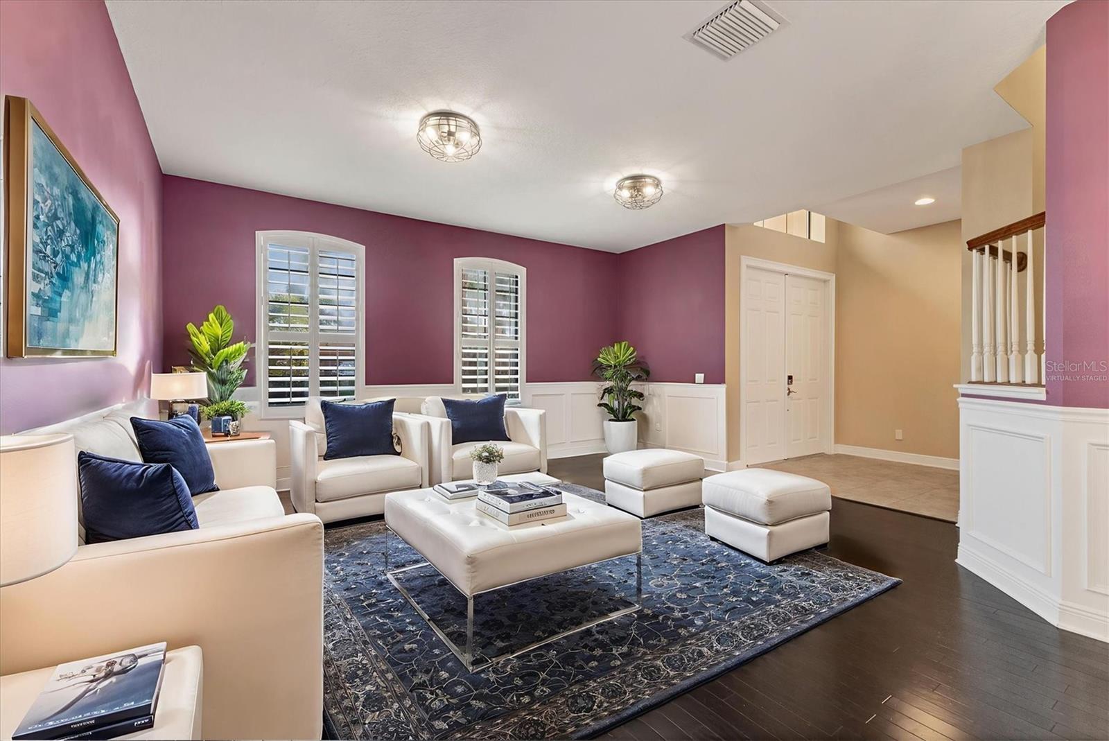 Virtually staged formal living area