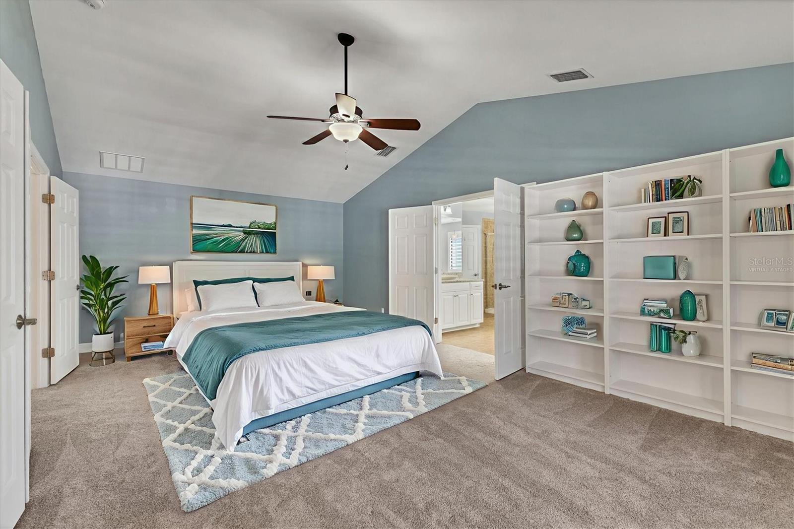 Virtually staged primary suite