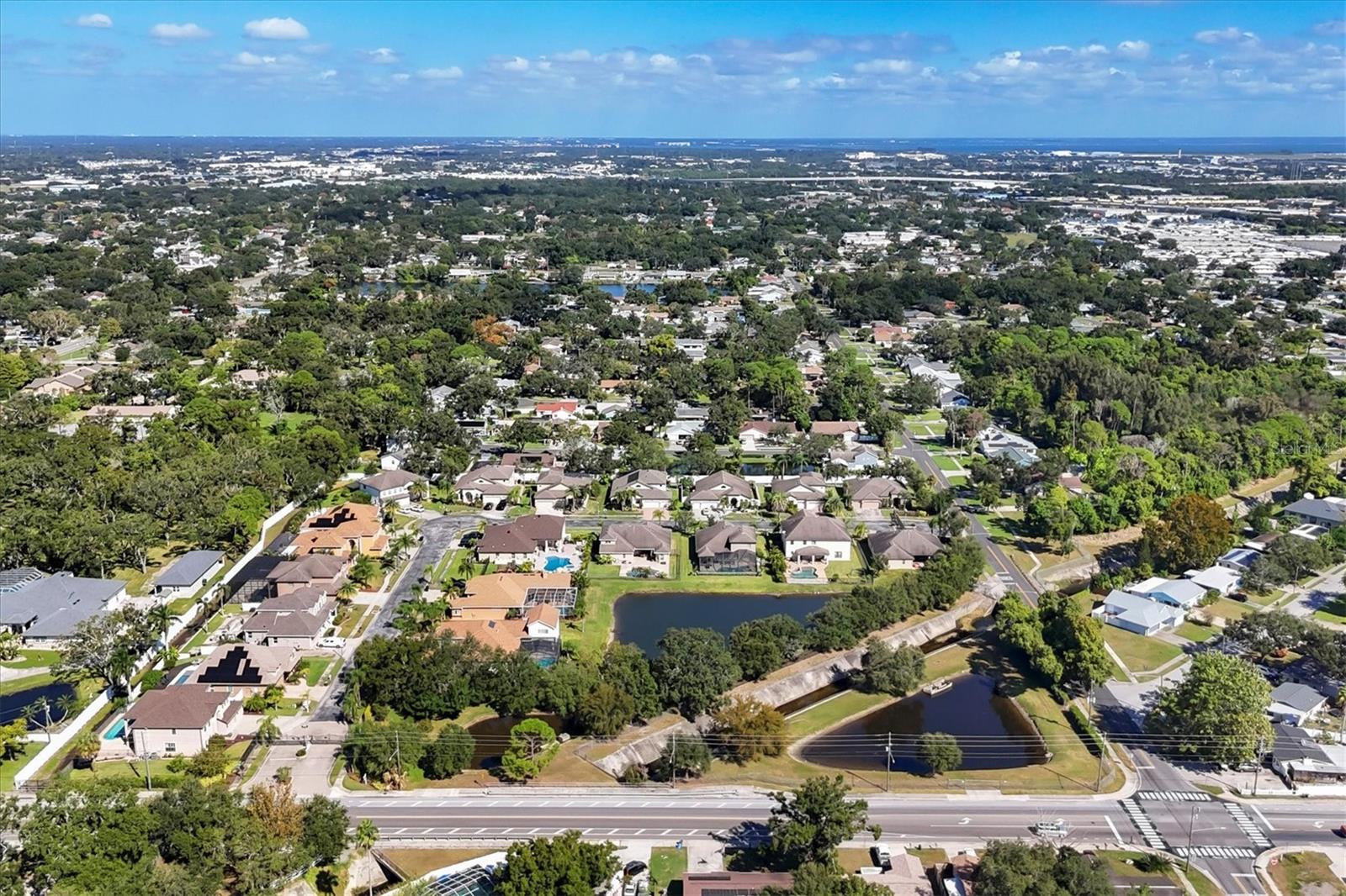 Not a cookie cutter community!  Another aerial view shows the various executive style homes.