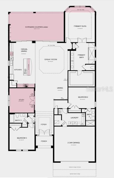 Additional Highlights Include: Gourmet kitchen, study in place of flex, bay window at primary suite, tray ceiling at primary suite and great room, covered extended lanai, 8' interior doors, and 4' garage extension.