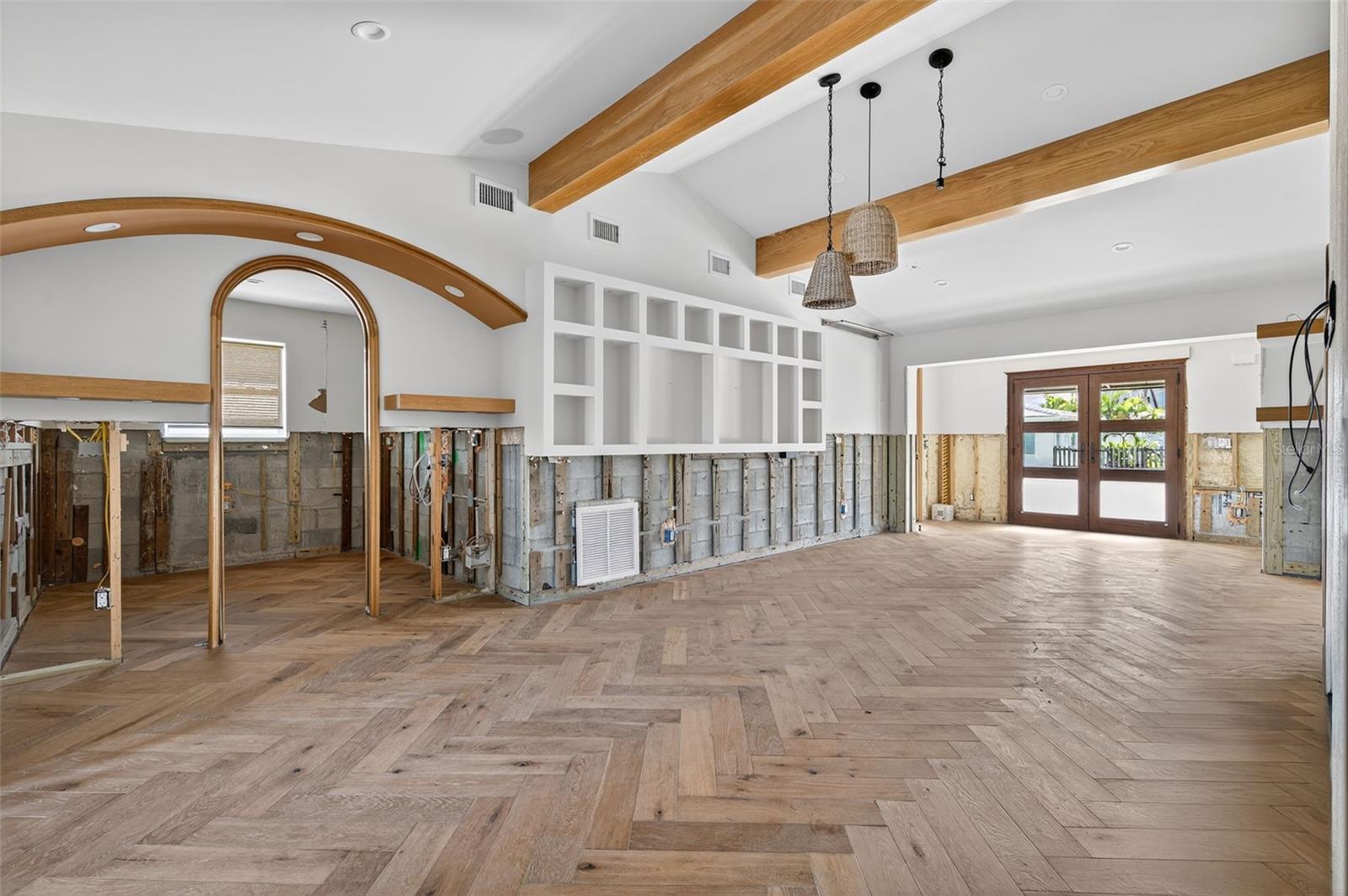 Guest room, note pitched ceilings