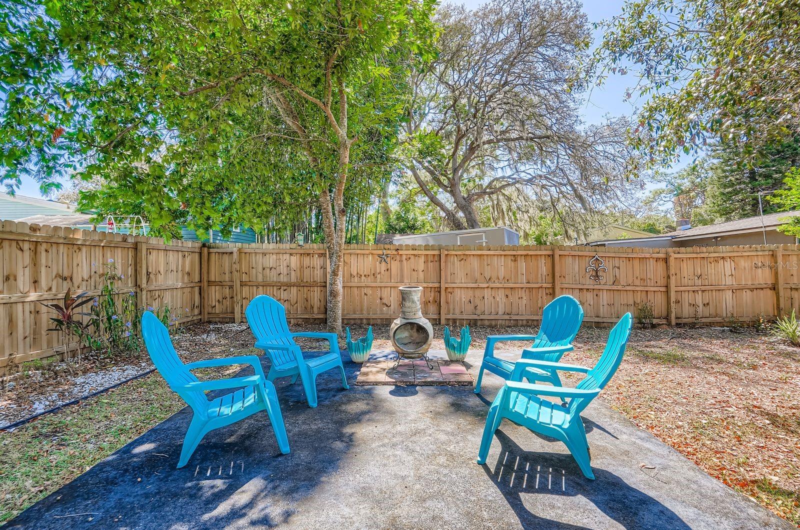 Back yard w/ fire pit