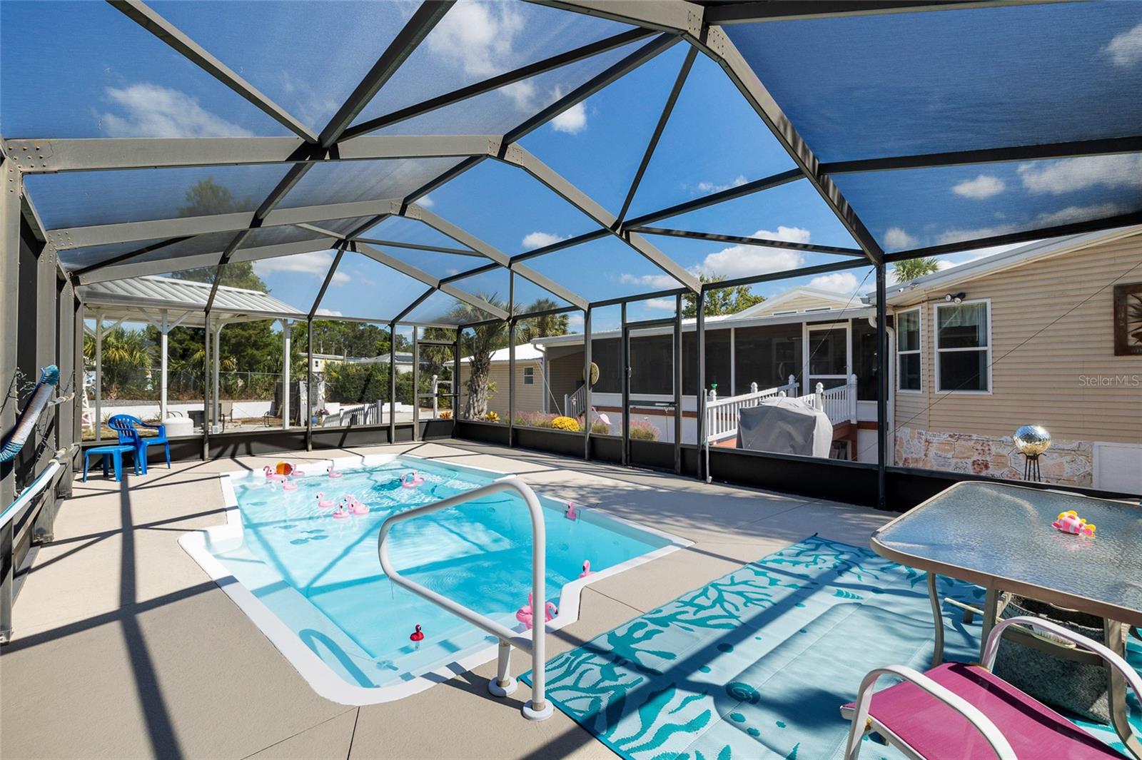 Stunning enclosed heated, salt-water pool