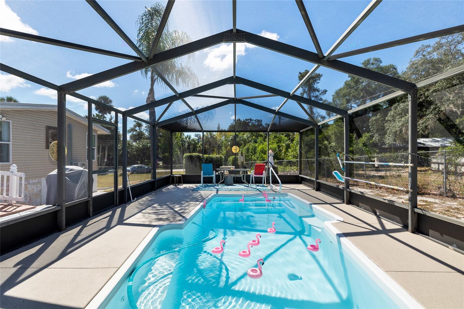 Stunning enclosed heated, salt-water pool
