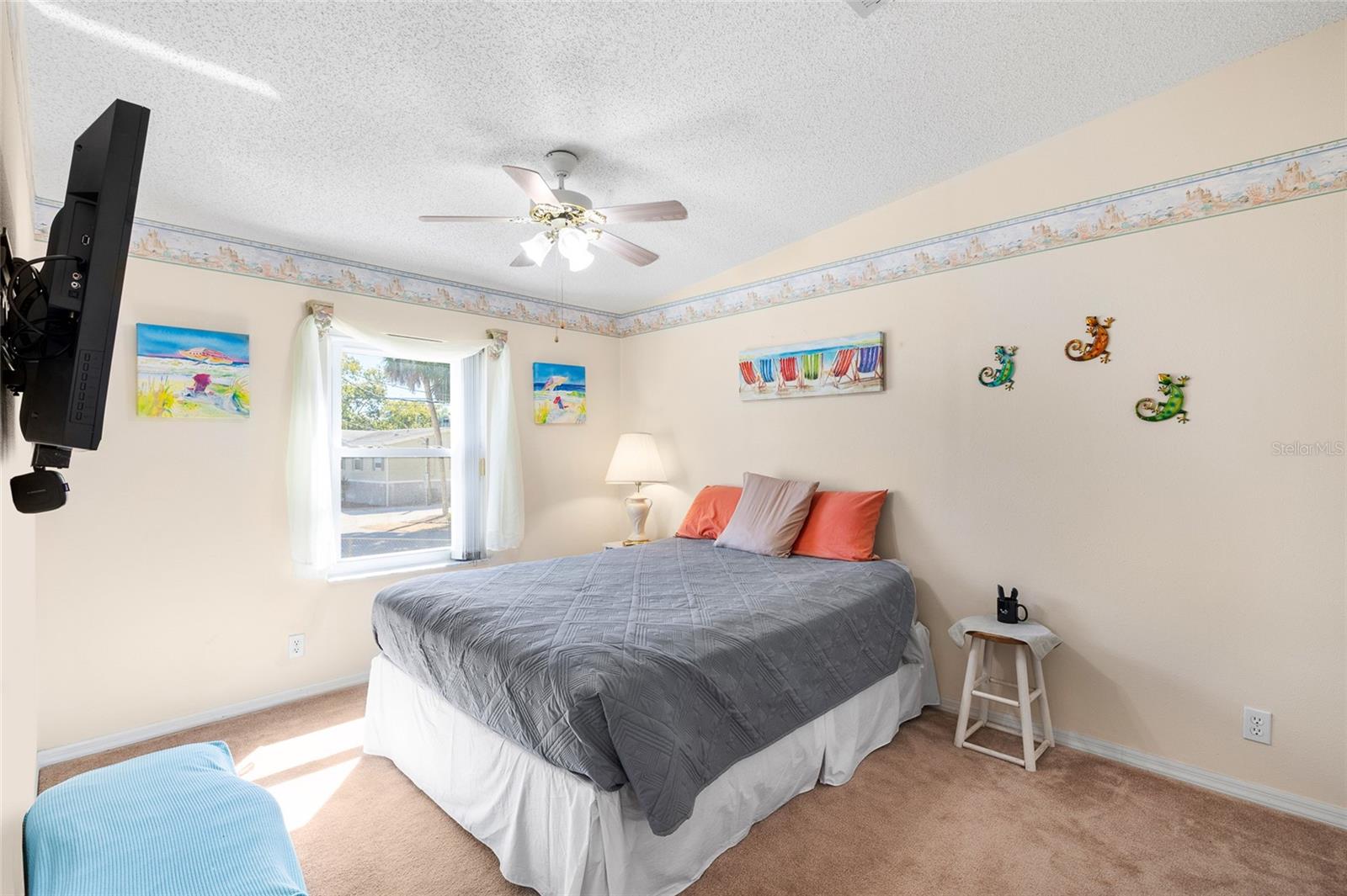 Bedroom #3 with ceiling fan, TV