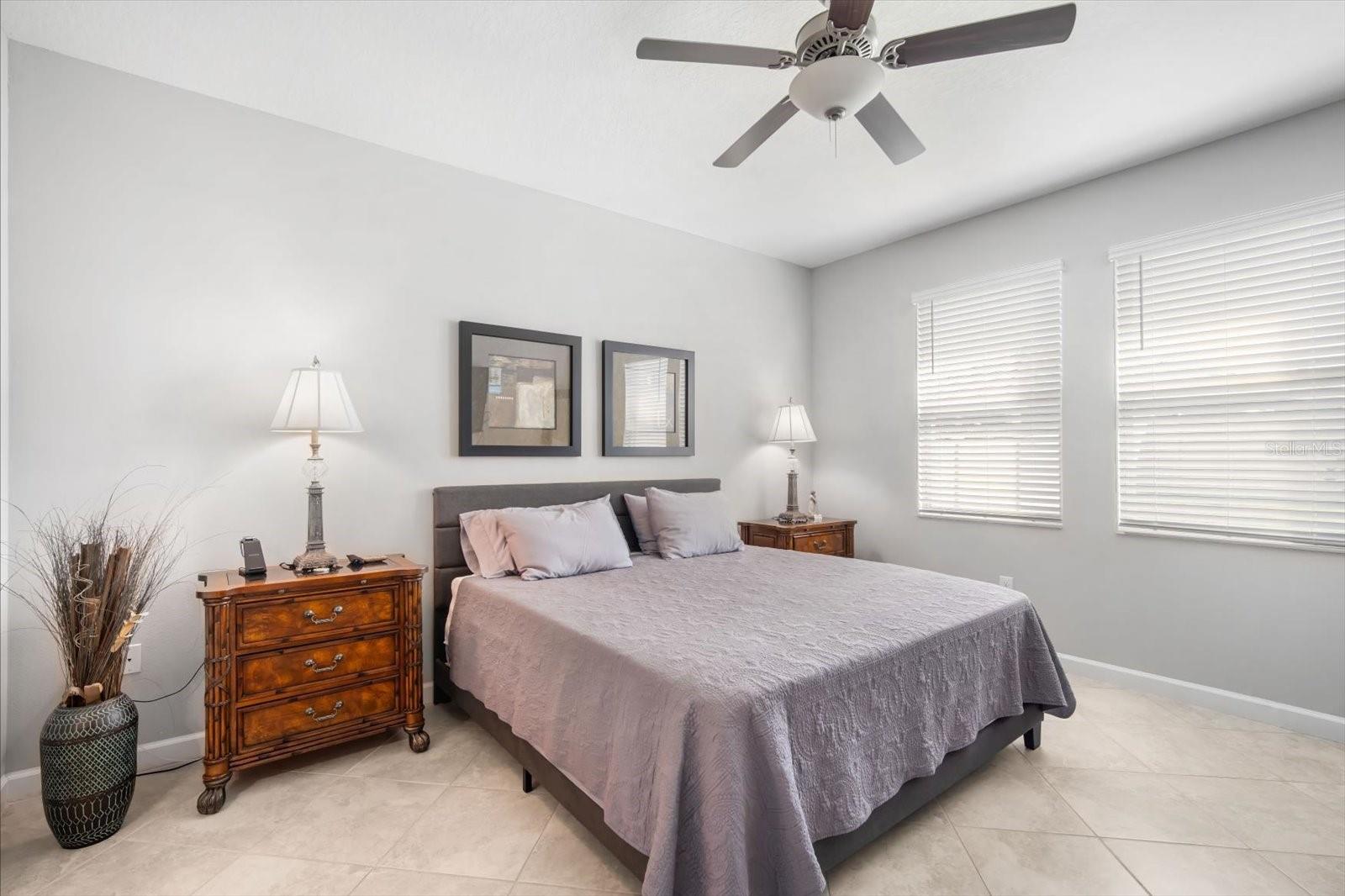 Primary bedroom accommodates large furniture