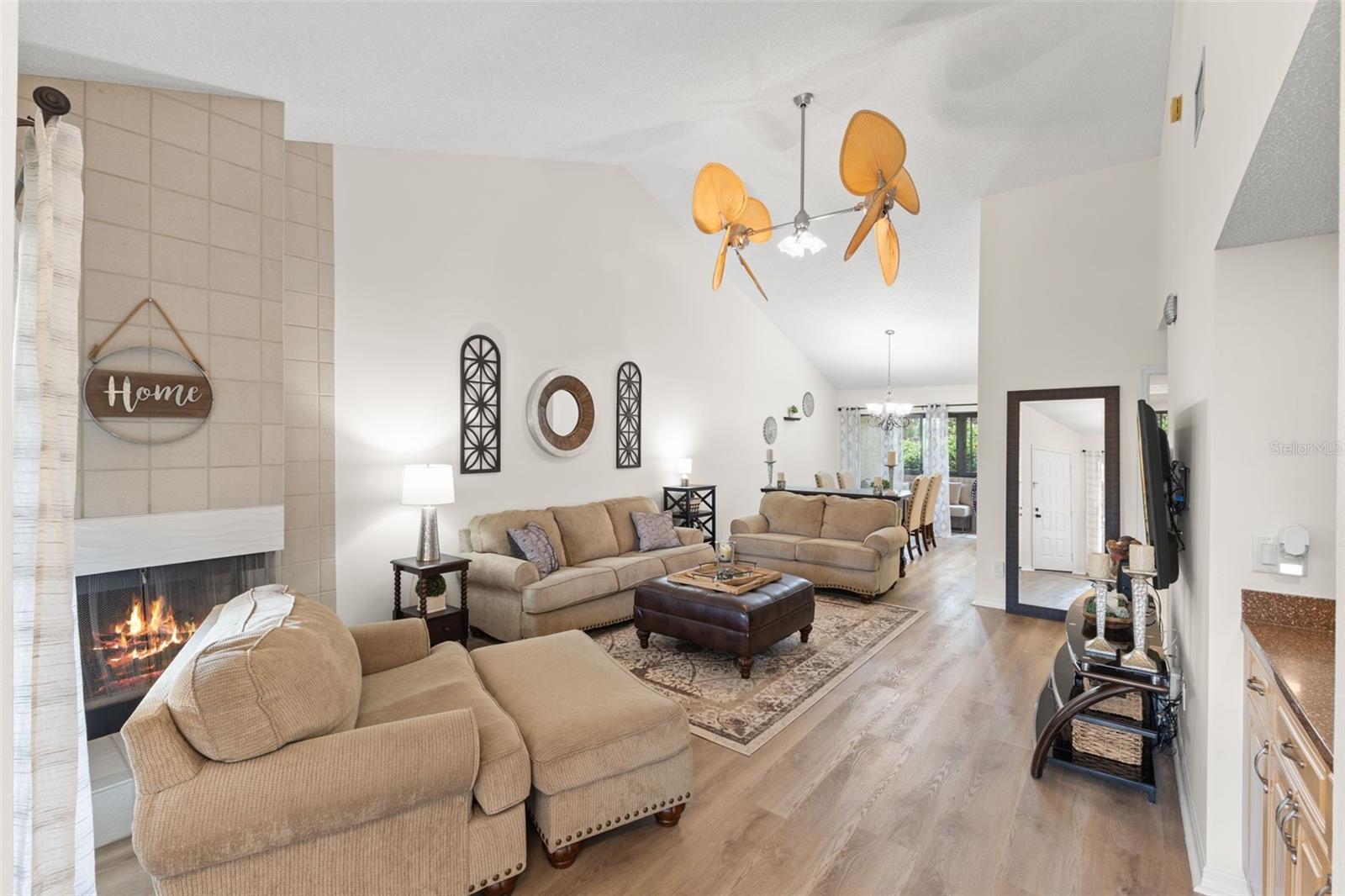 Living room opens to dining room
