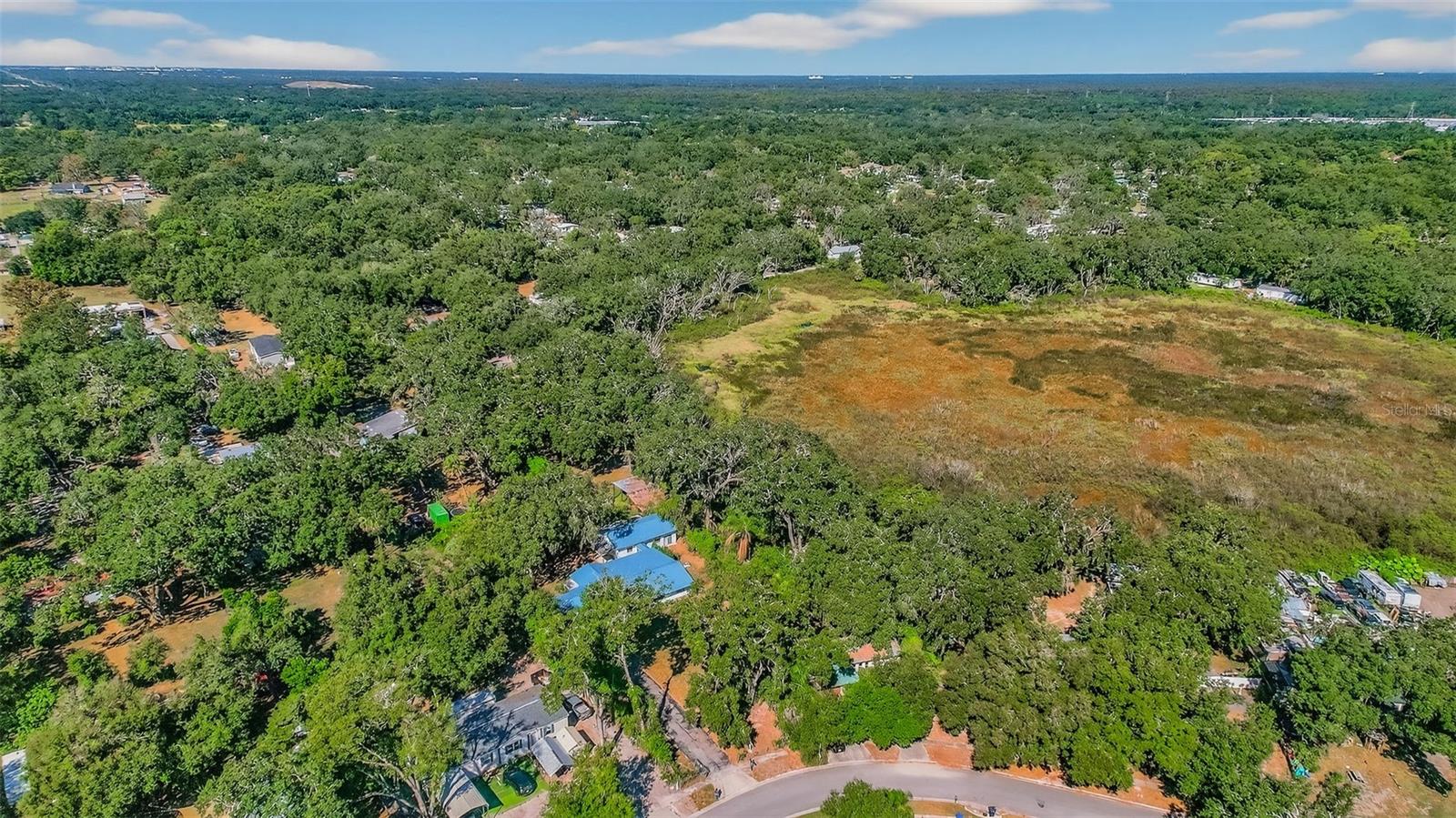 Aerial view of neighborhood