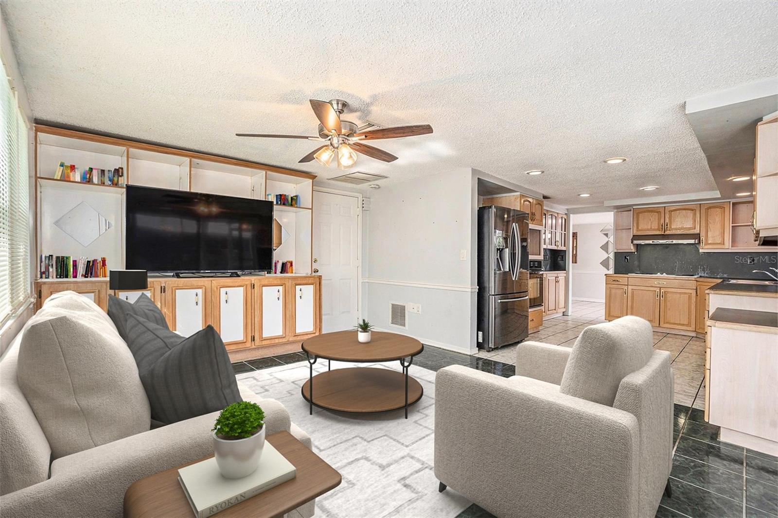 Virtual staged family room