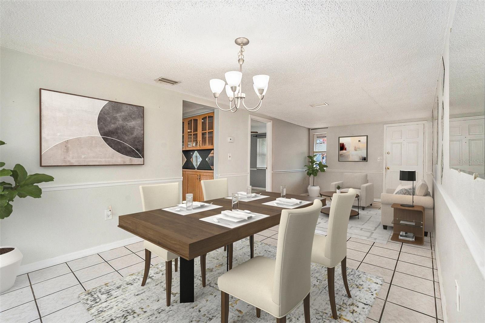 Virtual staged dining room